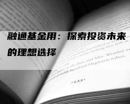 融通基金用：探索投资未来的理想选择